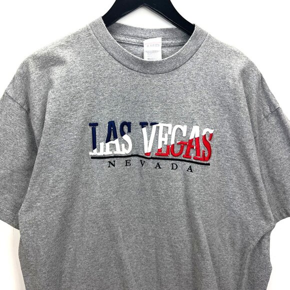 Vintage Y2K Las Vegas Nevada T-Shirt XL Gray Embroidered Tee USA - Picture 2 of 14